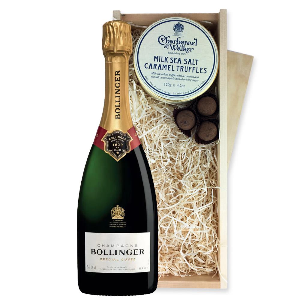 Bollinger Brut Special Cuvee Champagne 75cl And Milk Sea Salt Charbonnel Chocolates Box